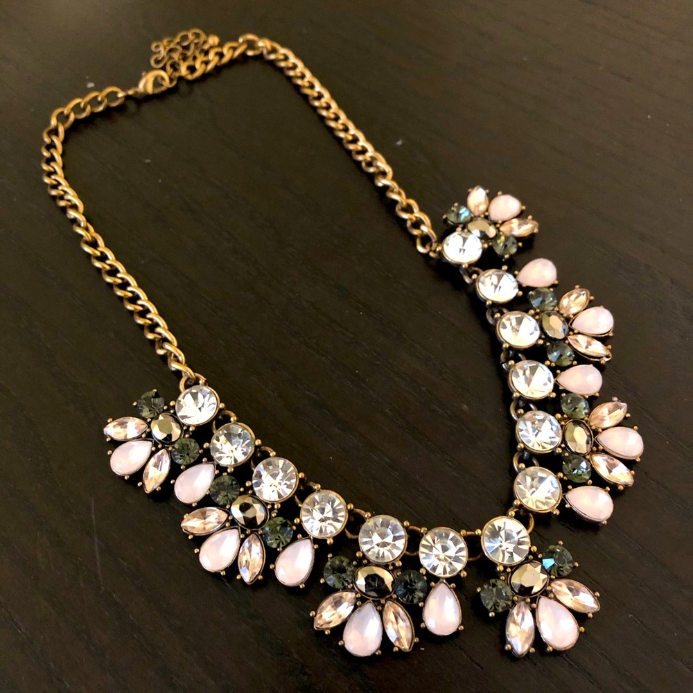 Black, Light Pink, and Gold Statement Necklace